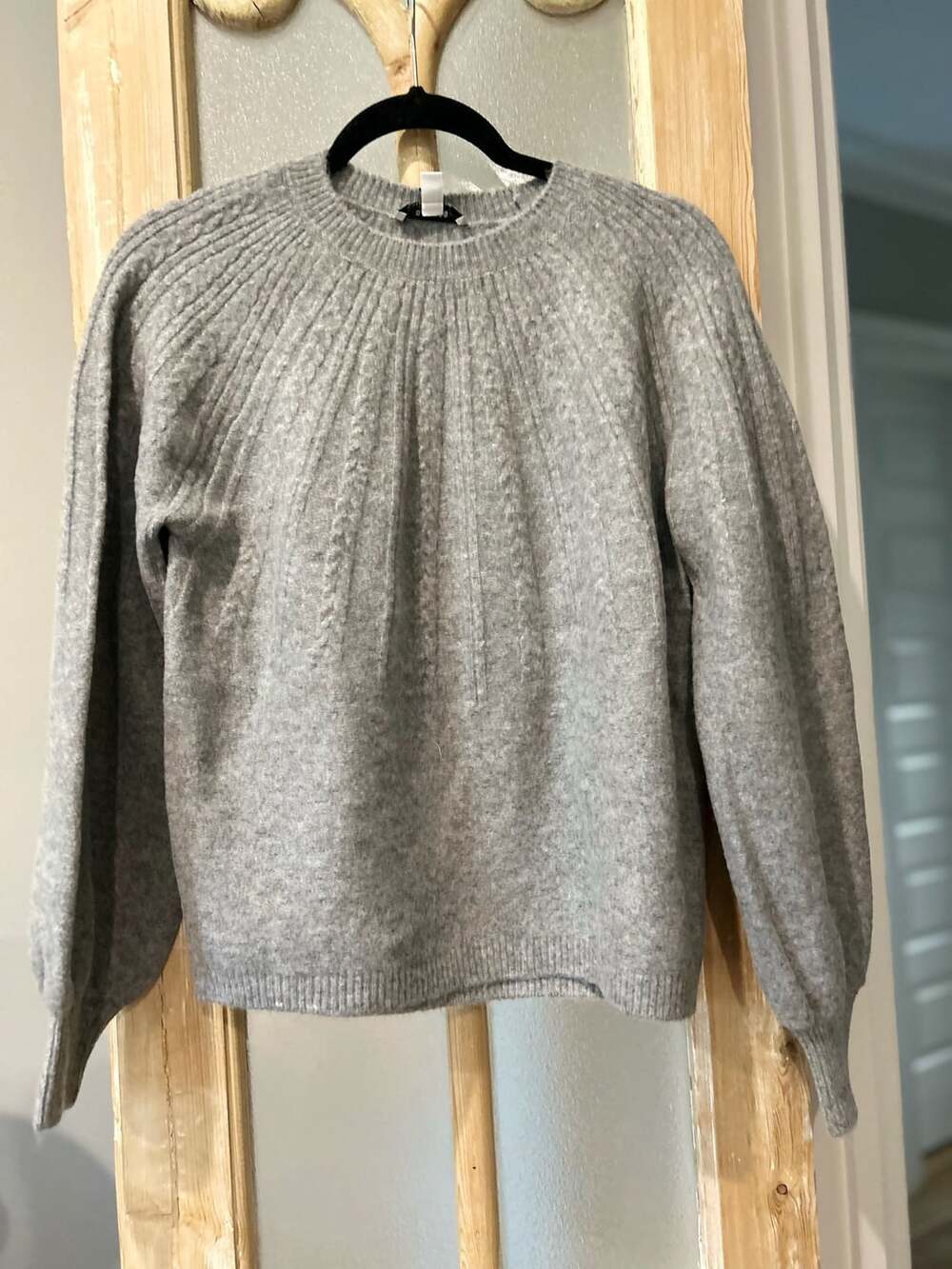 B.Young Byouma Cable Jumper Size M Grey Recycled Polyester Sweater
